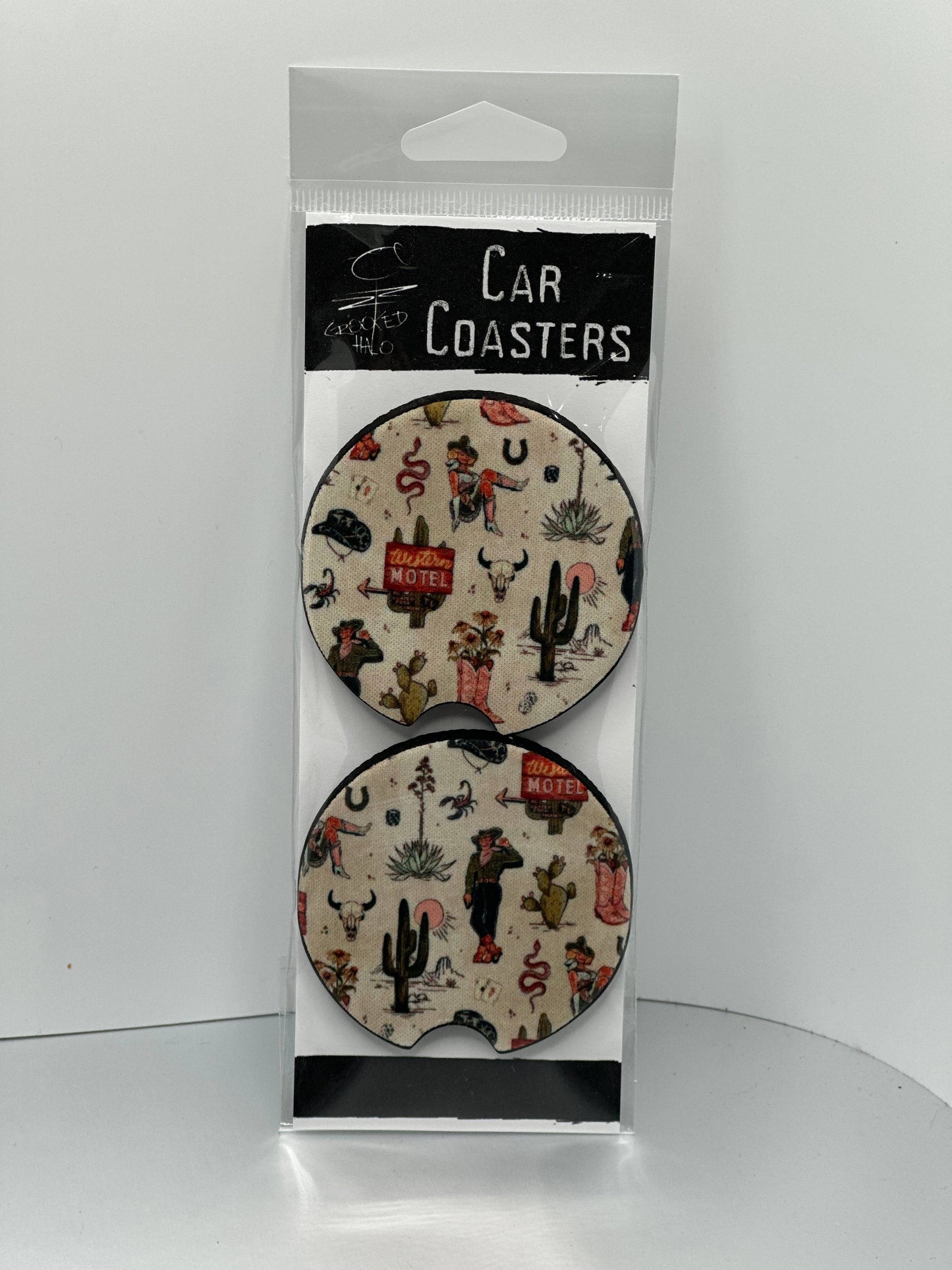 Crooked Halo - Western Motel Set of 2 Neoprene Coasters