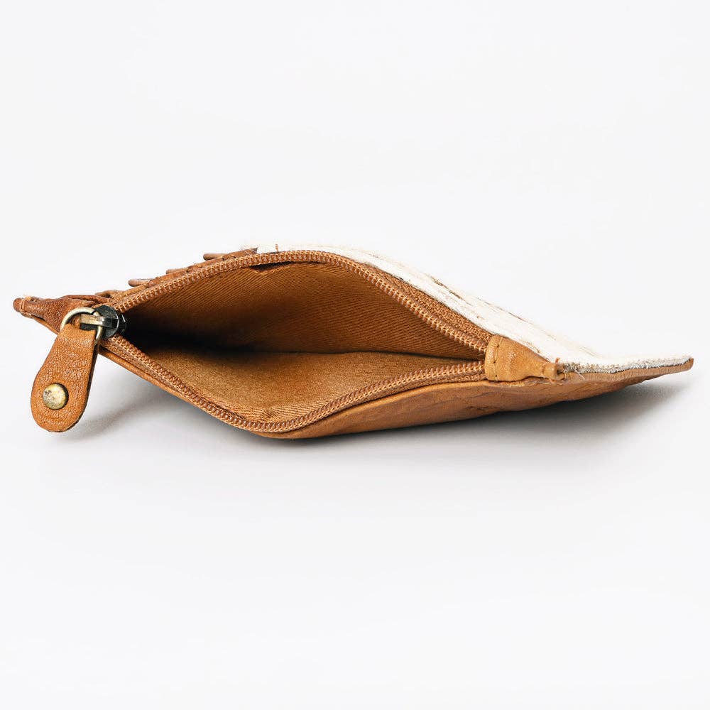 Cowhide Leather Card Holder - Engraved Western Leather Slim Wallet