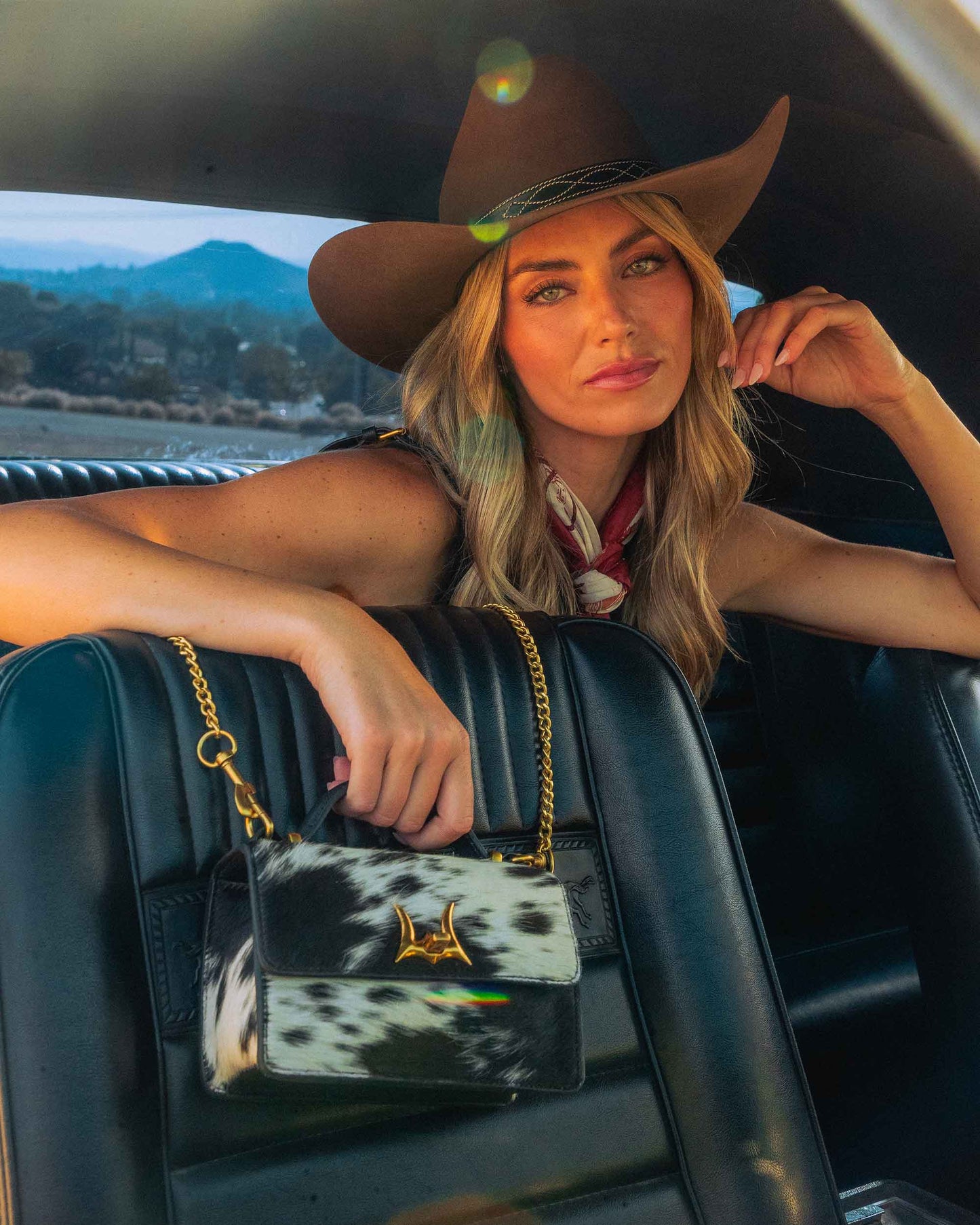 Loyal West - Valencia Leather Bag - Black & White Cowhide