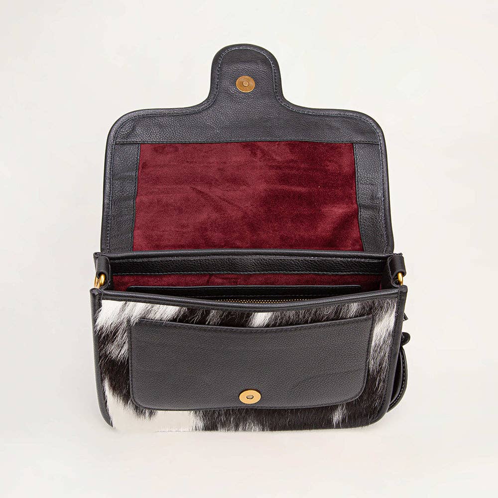 Myra Bag - Loyal West Shell Medium Purse Black And White - Black And White Cowhide And Calfskin / Single