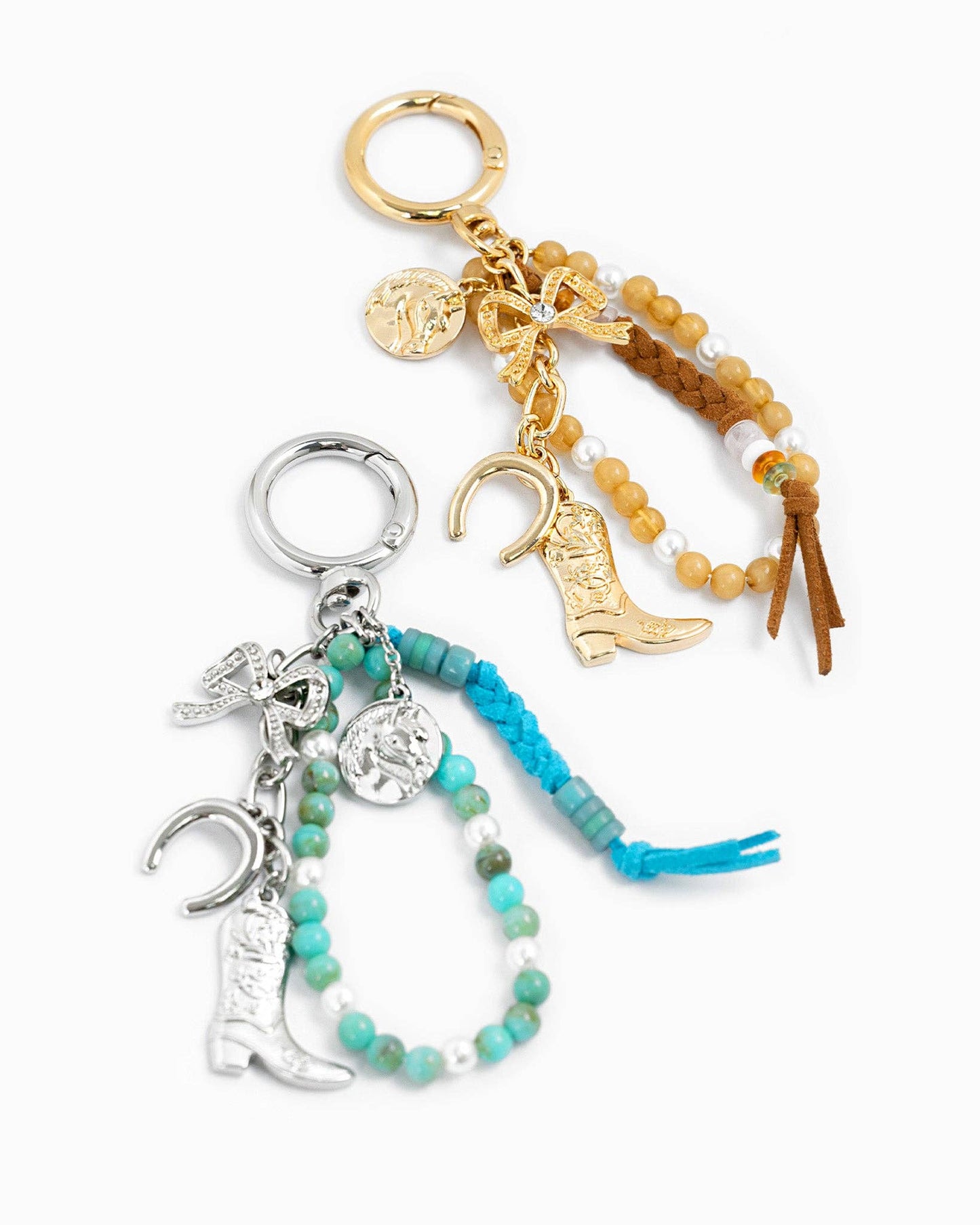 Sessori - Western Turquoise Bow Bead Rope Bag Charm
