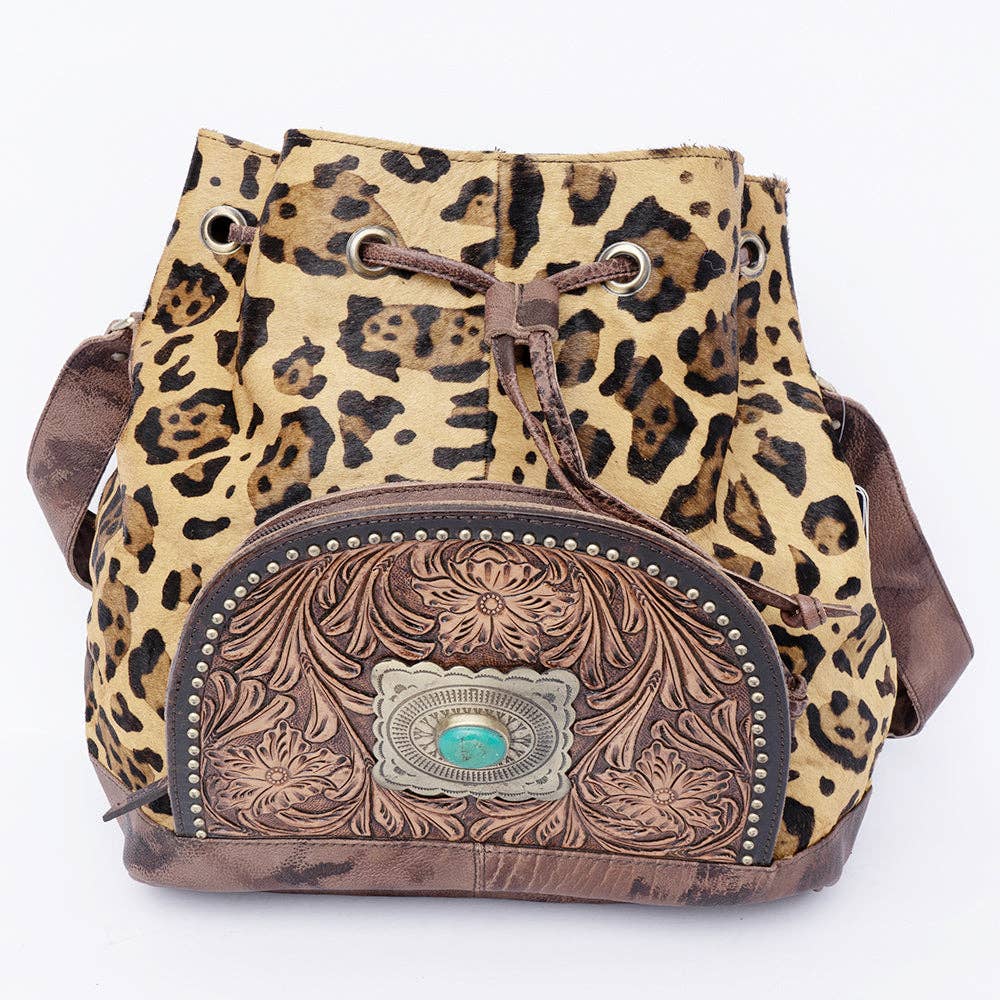 LS Western - ADBGI226 Bucket Hair On Genuine Western Leather Women Bag - ADBGI226A