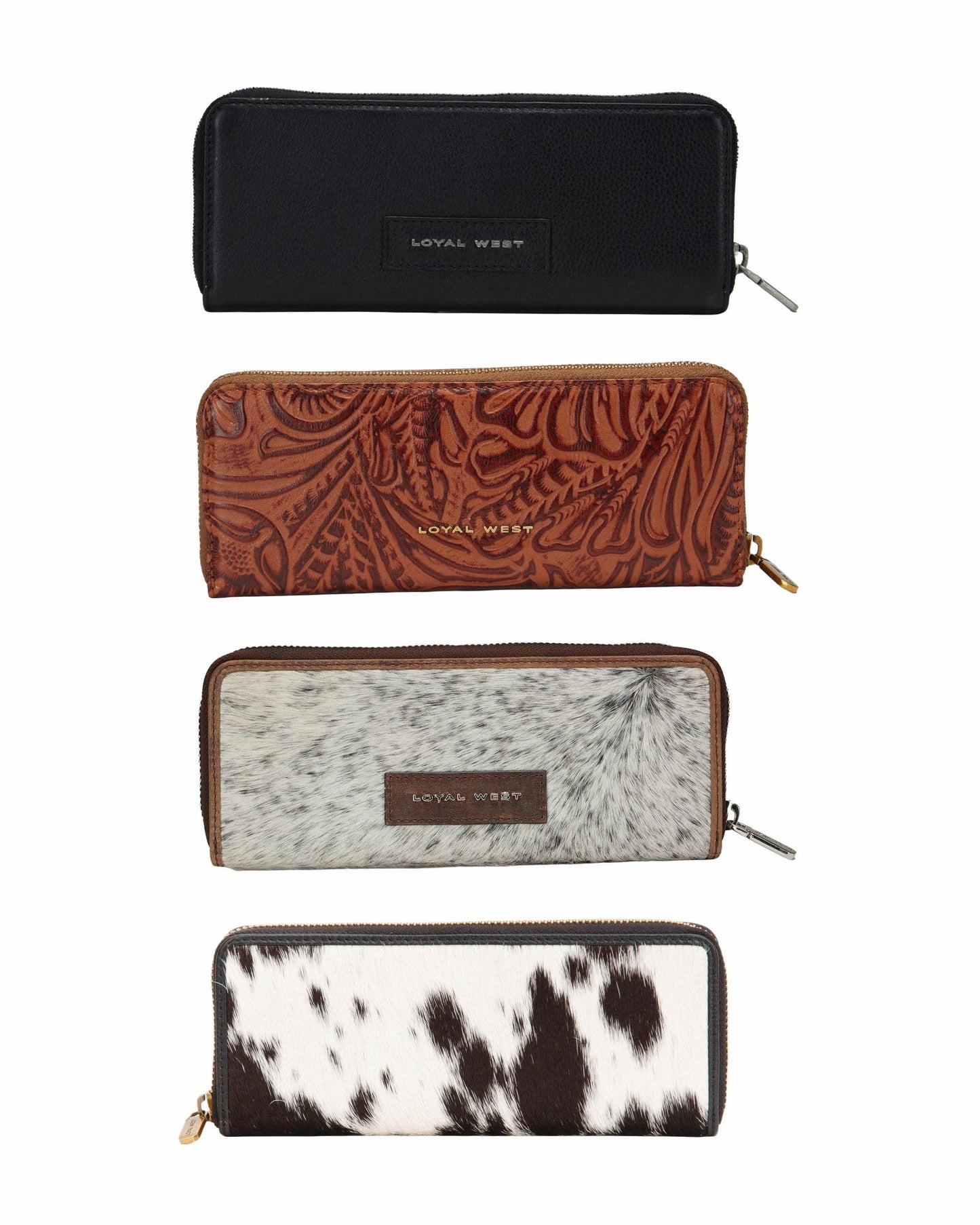 Loyal West - Ranch Road Cowhide Jewellery Case - Letter / BLACK & WHITE COWHIDE