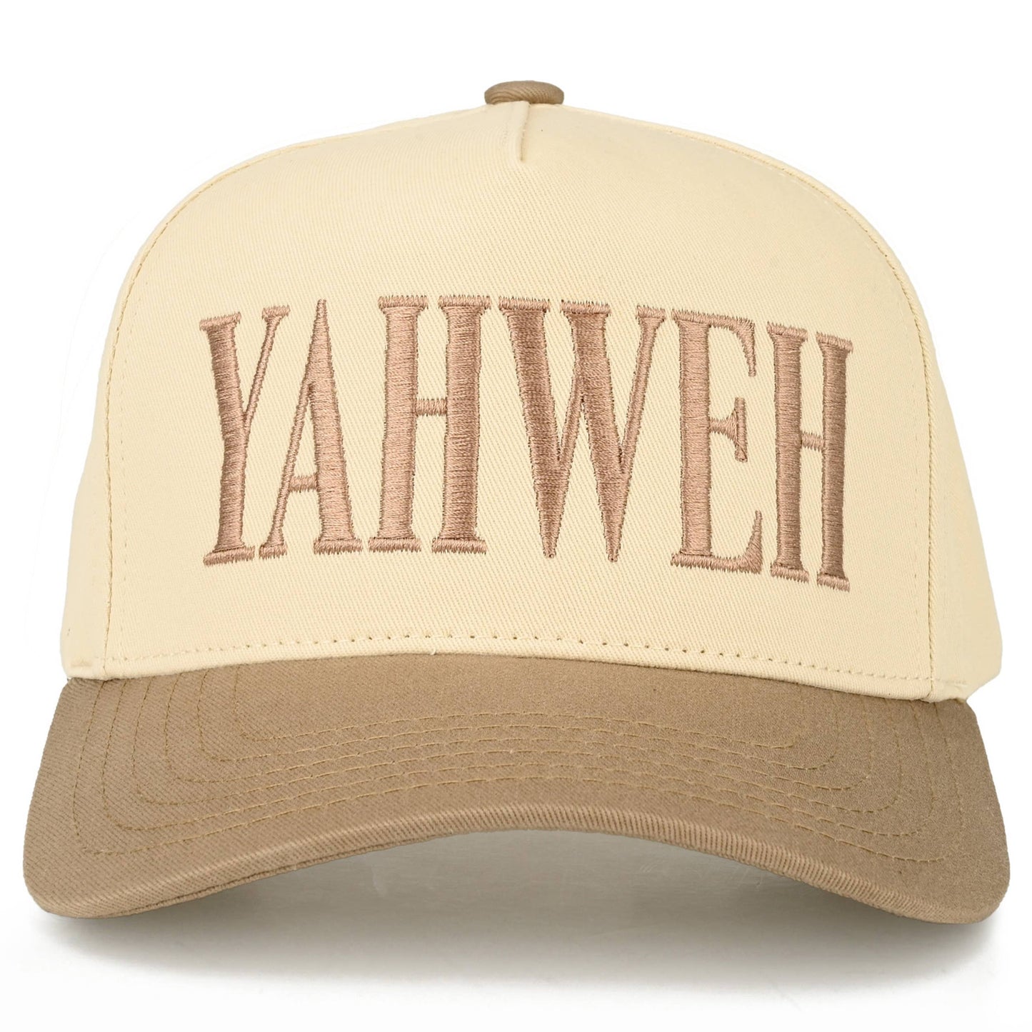 Hana - C.C YAHWEH Letter Embroidered on Brim Two Tone Trucker Hat