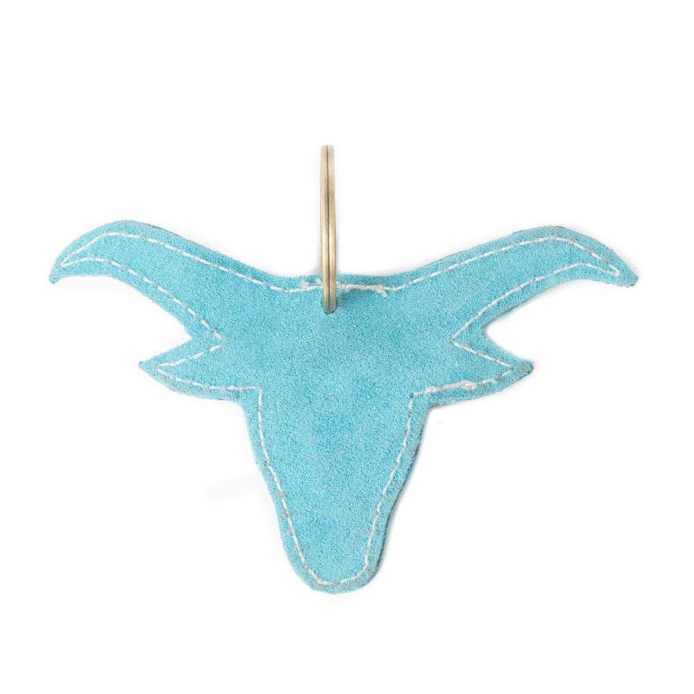 Myra Bag - Longhorn Charm Leather Key Fob in Turquoise