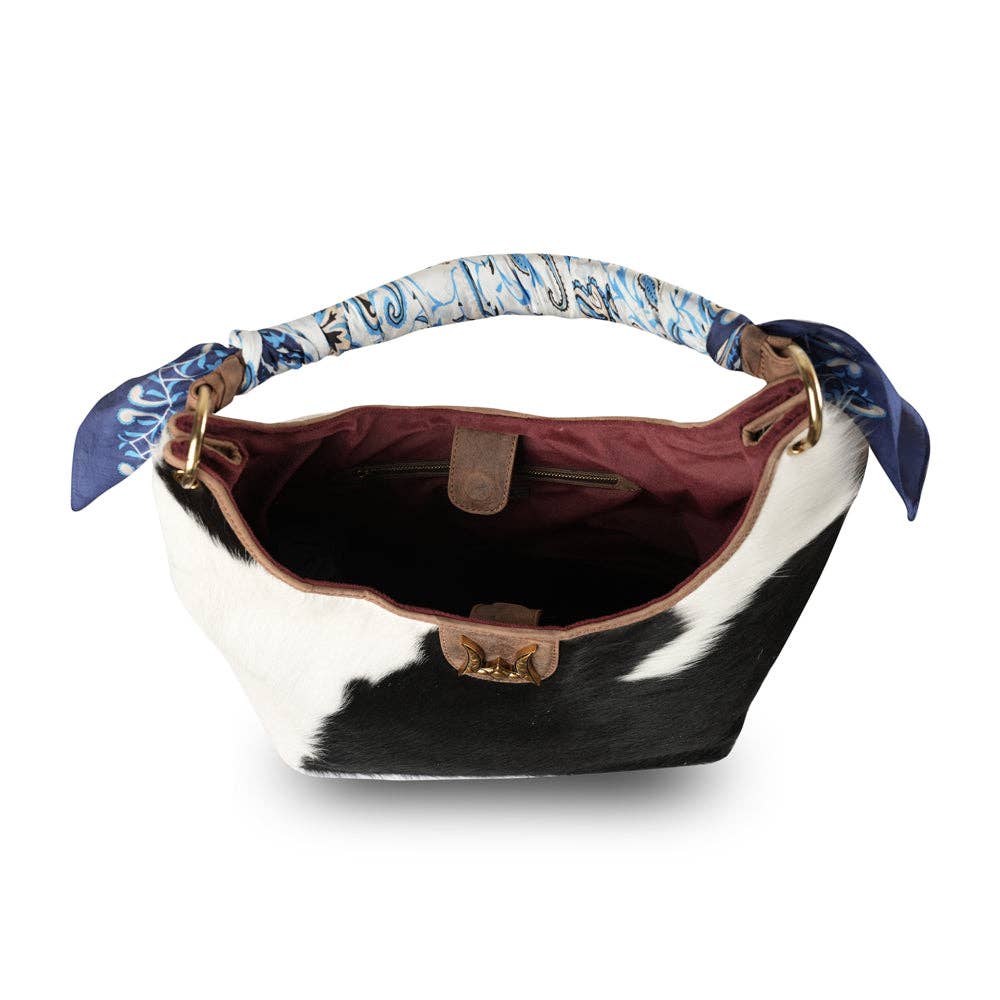 Myra Bag - LW Medium Purse - Black & White Cowhide - Black & White