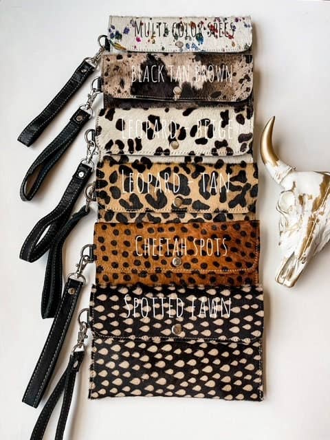 Boho Ranch Shop - Cowhide Wristlet Wallet Western Genuine HairOn Cowhide Bag - ZEBRA