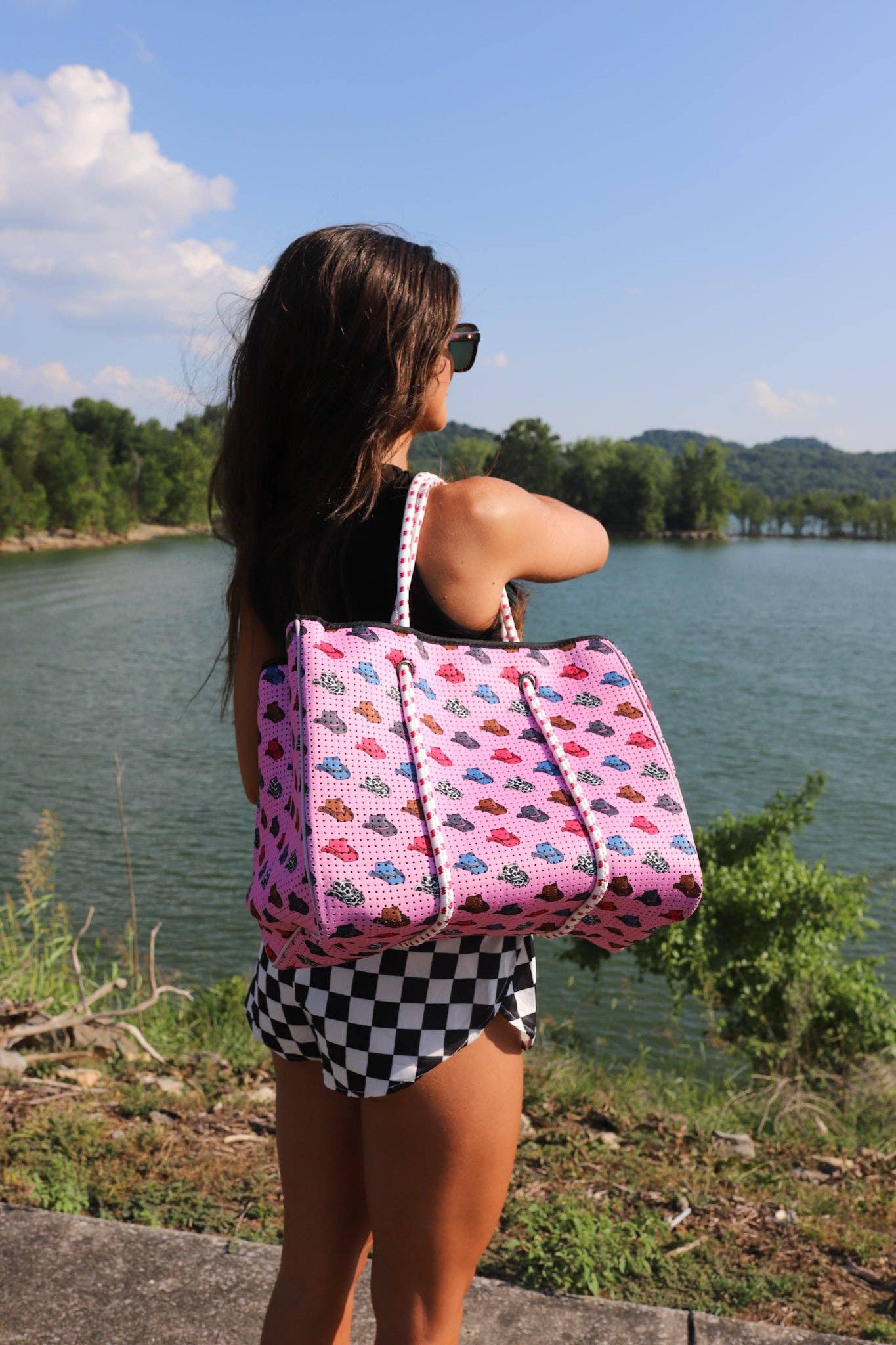 The Front Porch Label - Large Tote in Pink Cowboy Hat