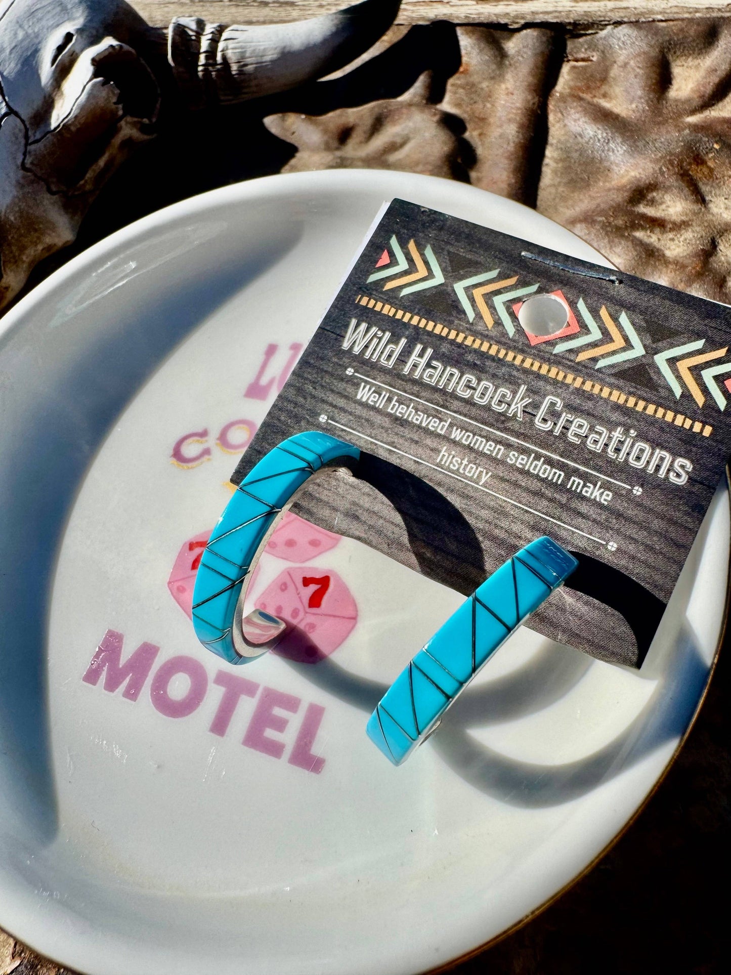 Wild Hancock Creations - Turquoise Inlay Hoops/Hoop earrings/Western Boho Hoops
