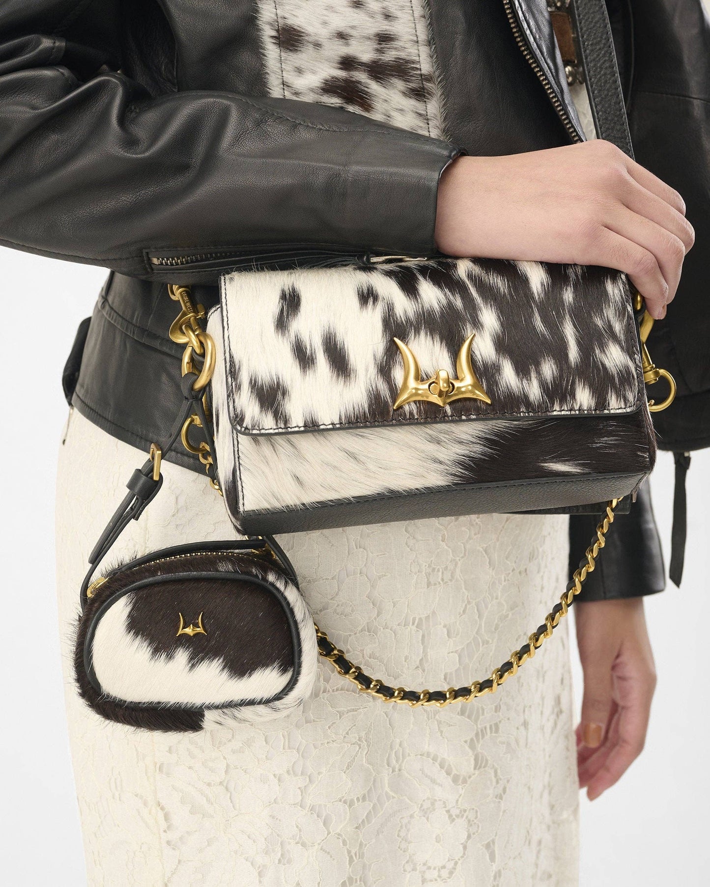 Loyal West - Savi Mini Bag In Black & White Cowhide