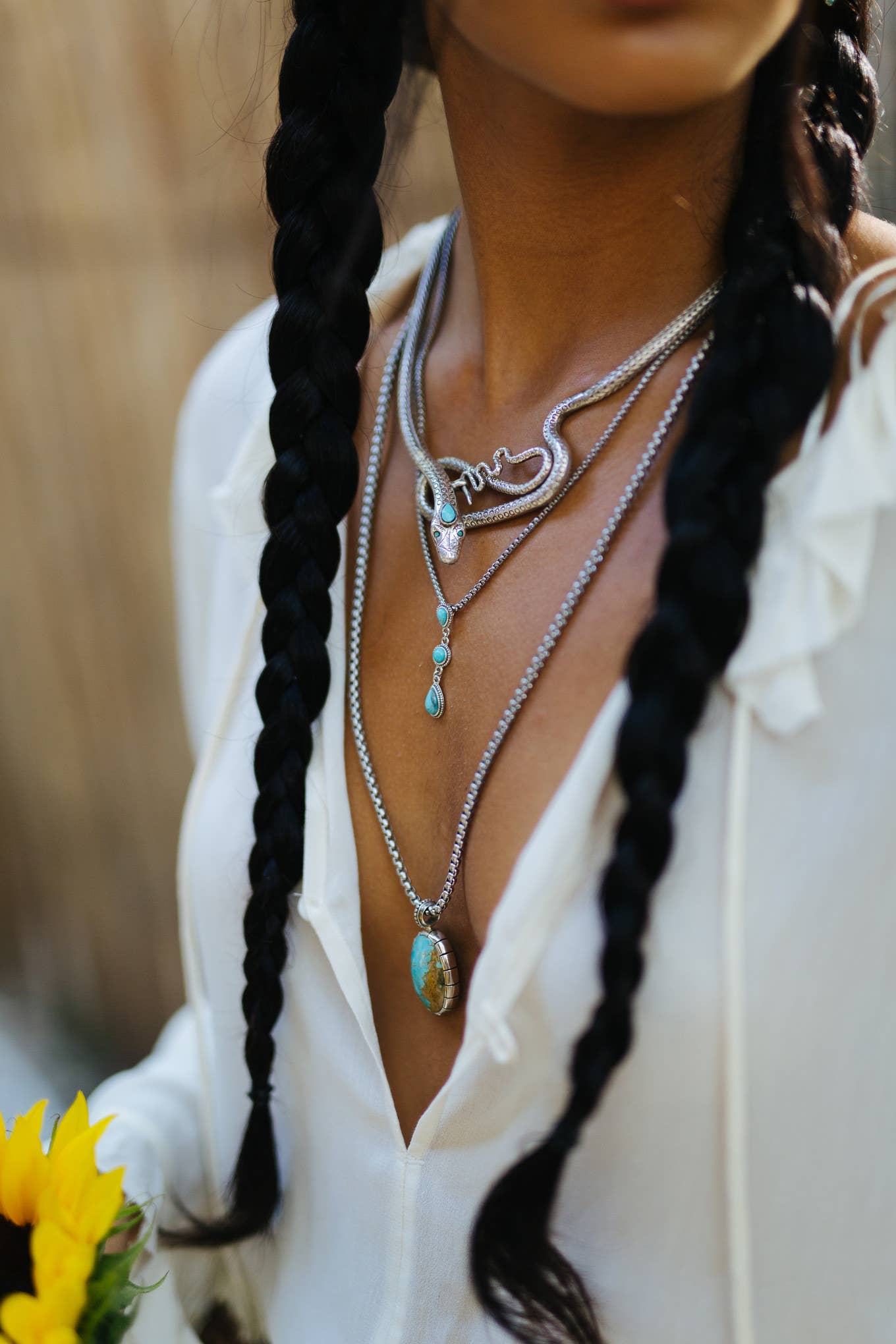 Sowell Jewelry - Frida Silver-Plated Turquoise Cascade Necklace