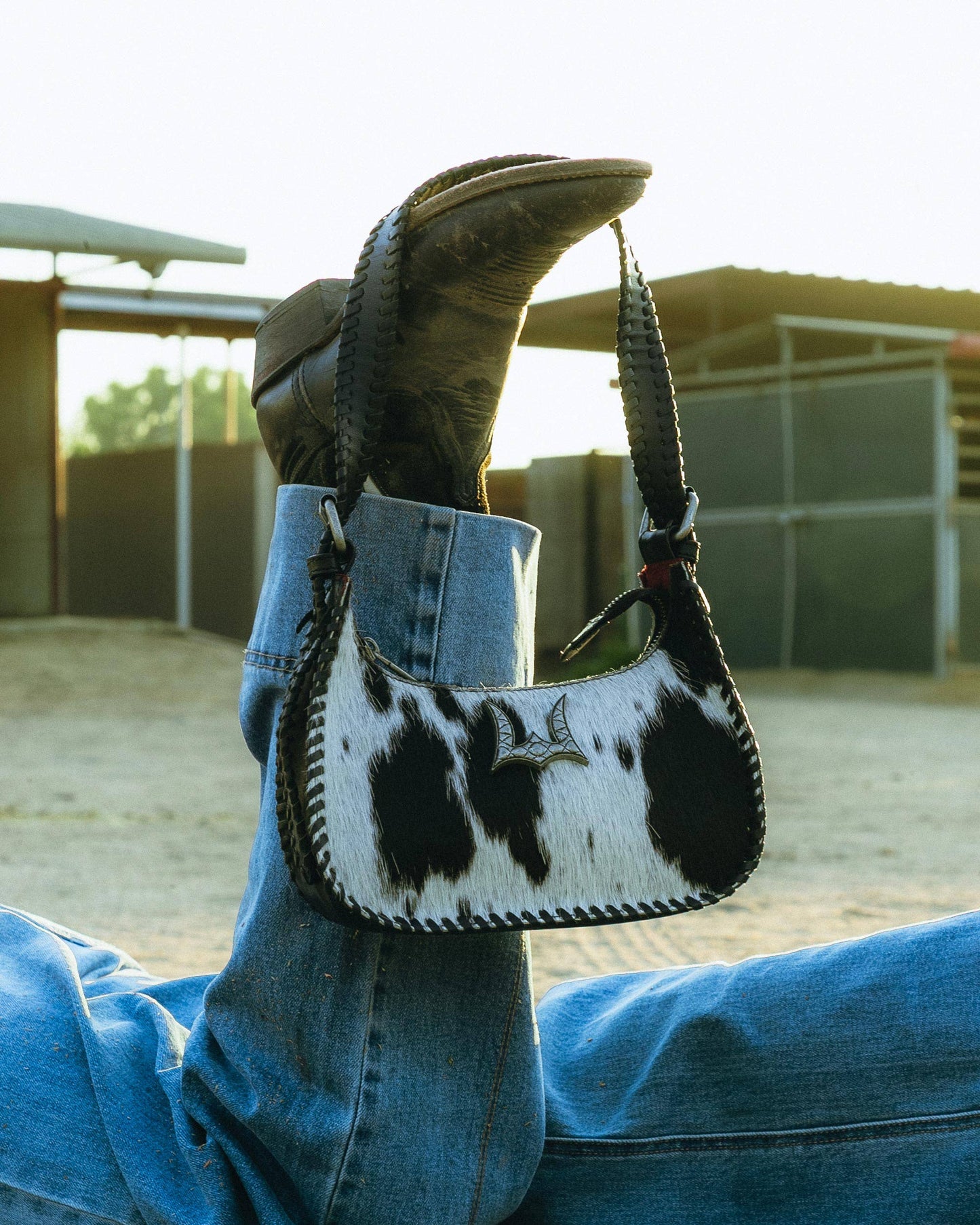 Loyal West - Dannia Medium Purse In Black & White Cowhide