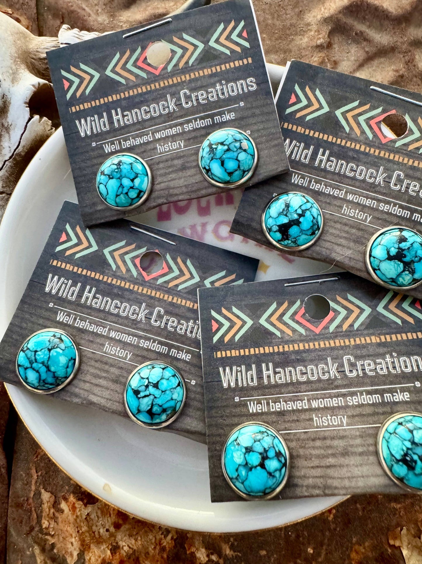 Wild Hancock Creations - Real Turquoise Earrings/Turquoise Stud Earrings/Western