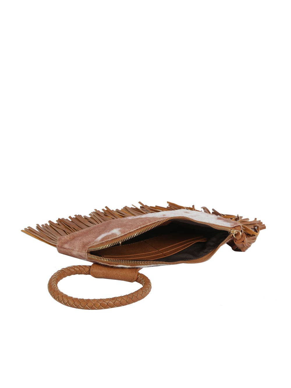 Handbag Factory Corp - Western Fringe Cowhide Ring Clutch - Black