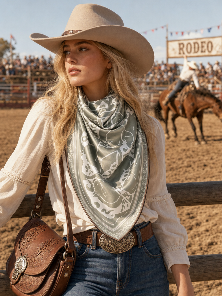 HORSES PRINT SILK WILD RAG 36X36 (Copy) - Sage/Ivory