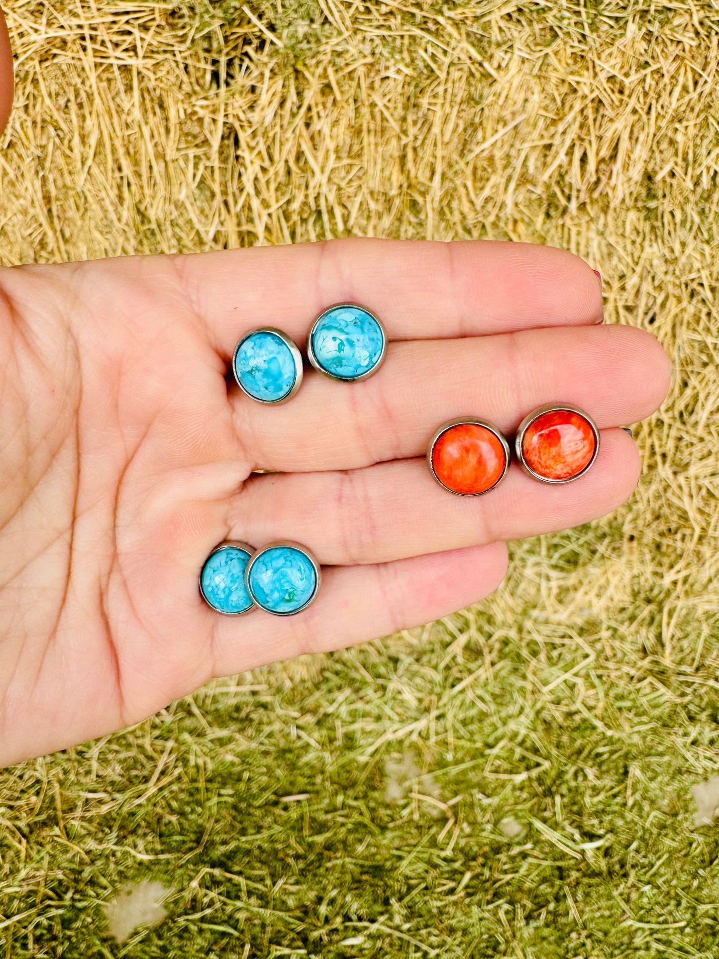 Genuine Turquoise Stud Earring stud - Kingman Turquoise