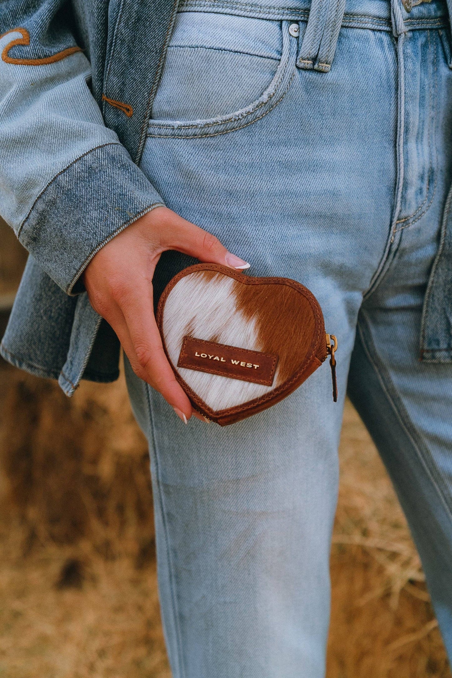 Myra Bag - Cupid Coin Pouch In Brown & White Cowhide
