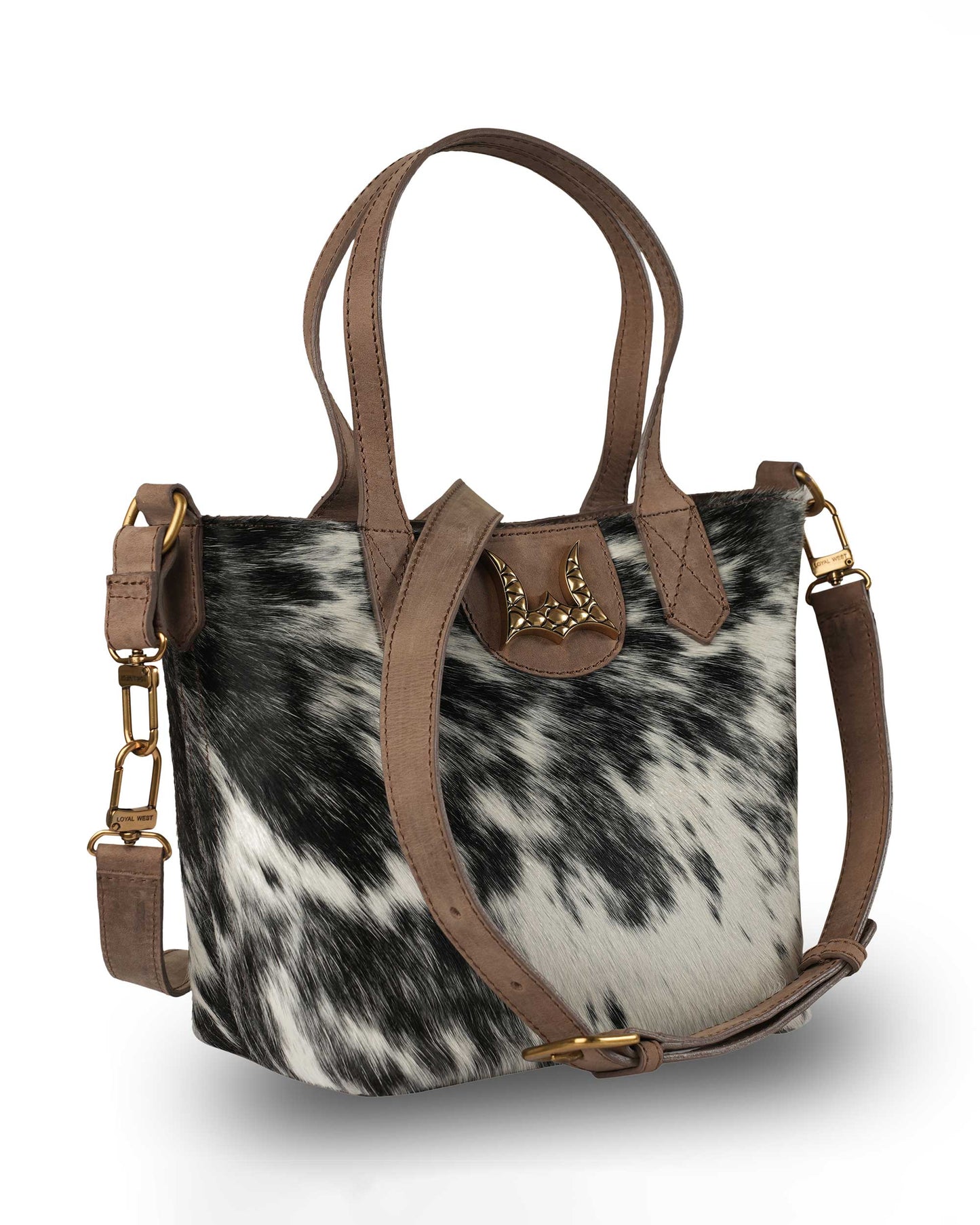 Loyal West - Dakota Medium CrossBody - Black & White Cowhide