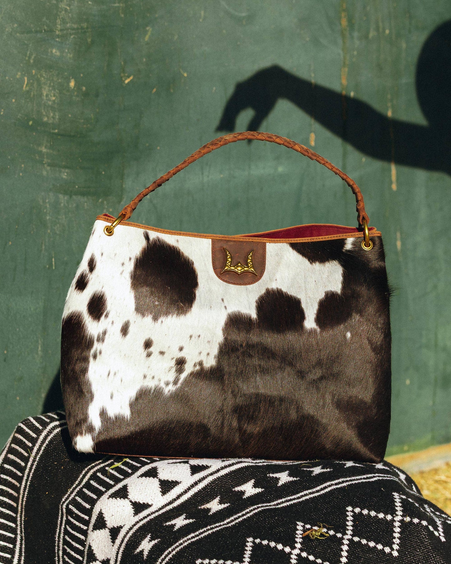 Loyal West - Lw Large Hobo Bag In Black & White Cowhide