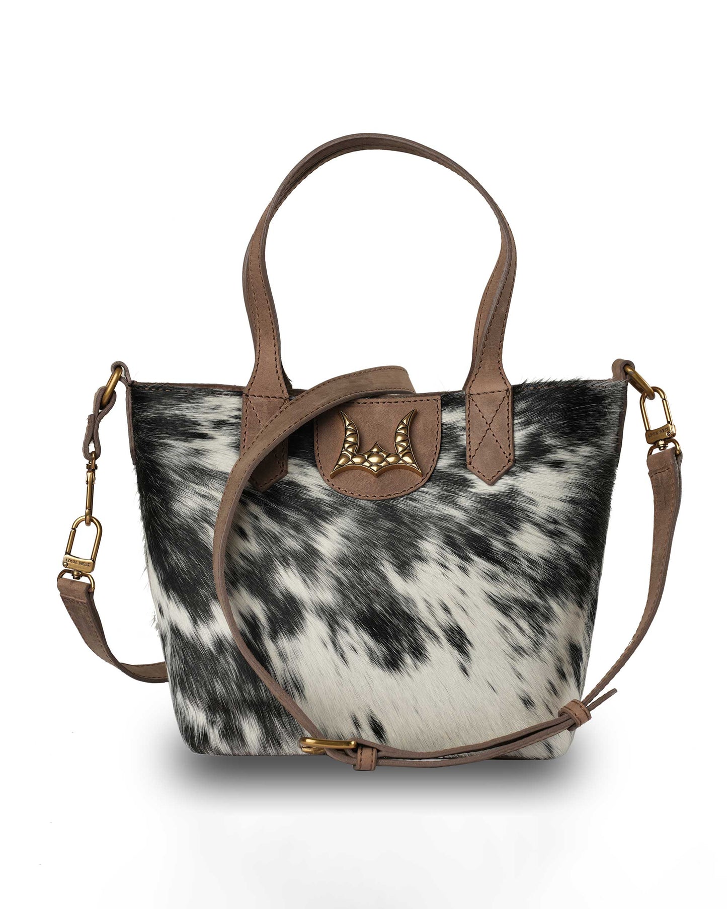 Loyal West - Dakota Medium CrossBody - Black & White Cowhide