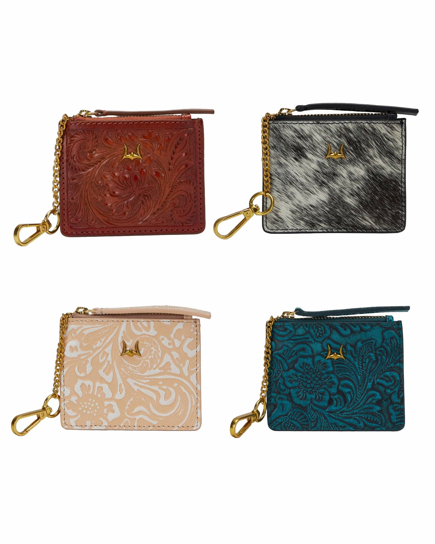 Loyal West - Sophia Credit Card Holder In Black & White Cowhide