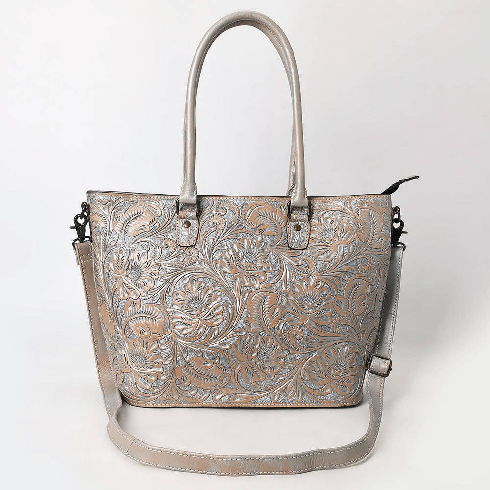 LS Western - ADBG1519 American Darling Western Genuine Leather Tote Bag with Hand-Tooled Detailing | Premium Everyday Carry - ADBG1519B
