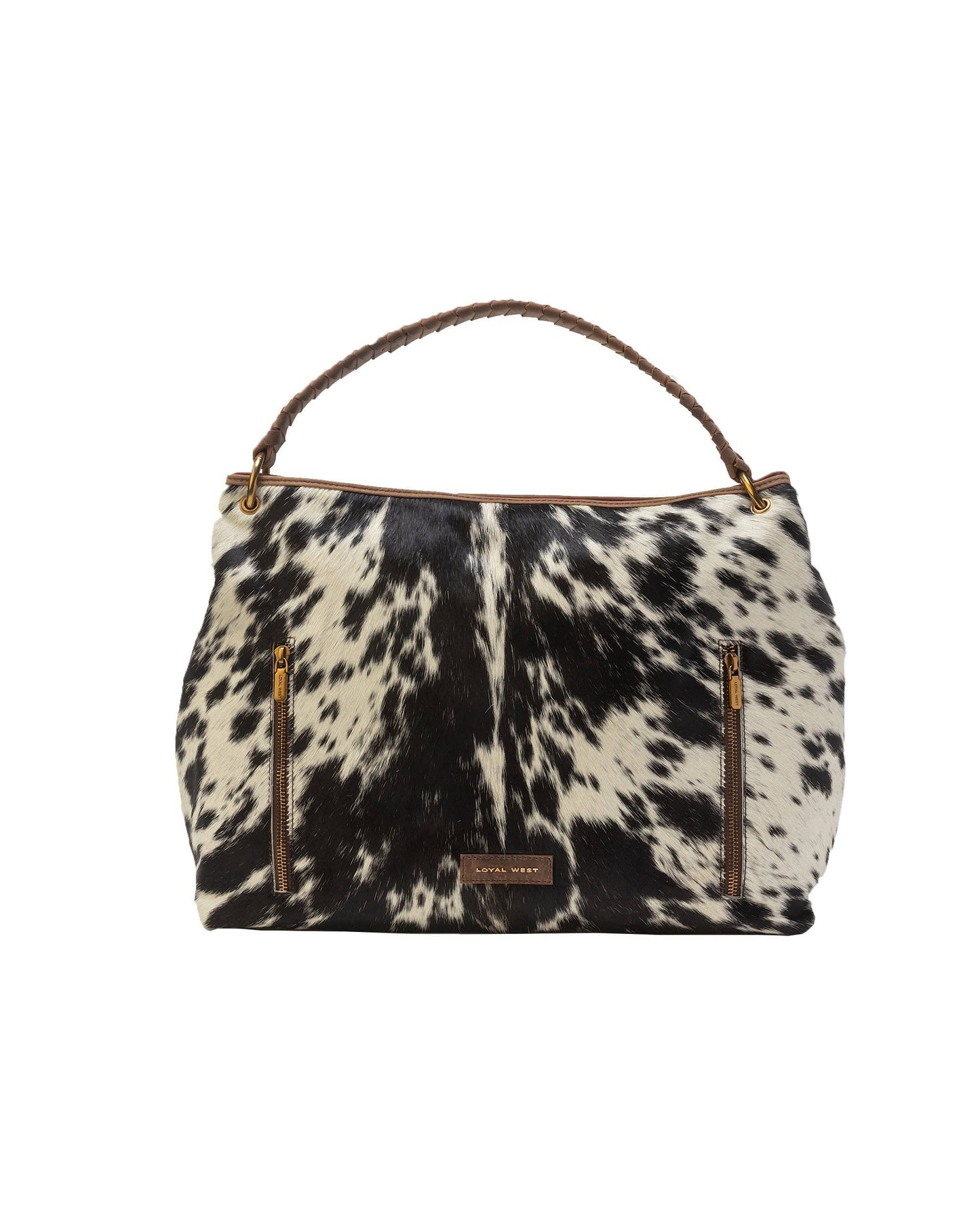 Loyal West - Lw Large Hobo Bag In Black & White Cowhide