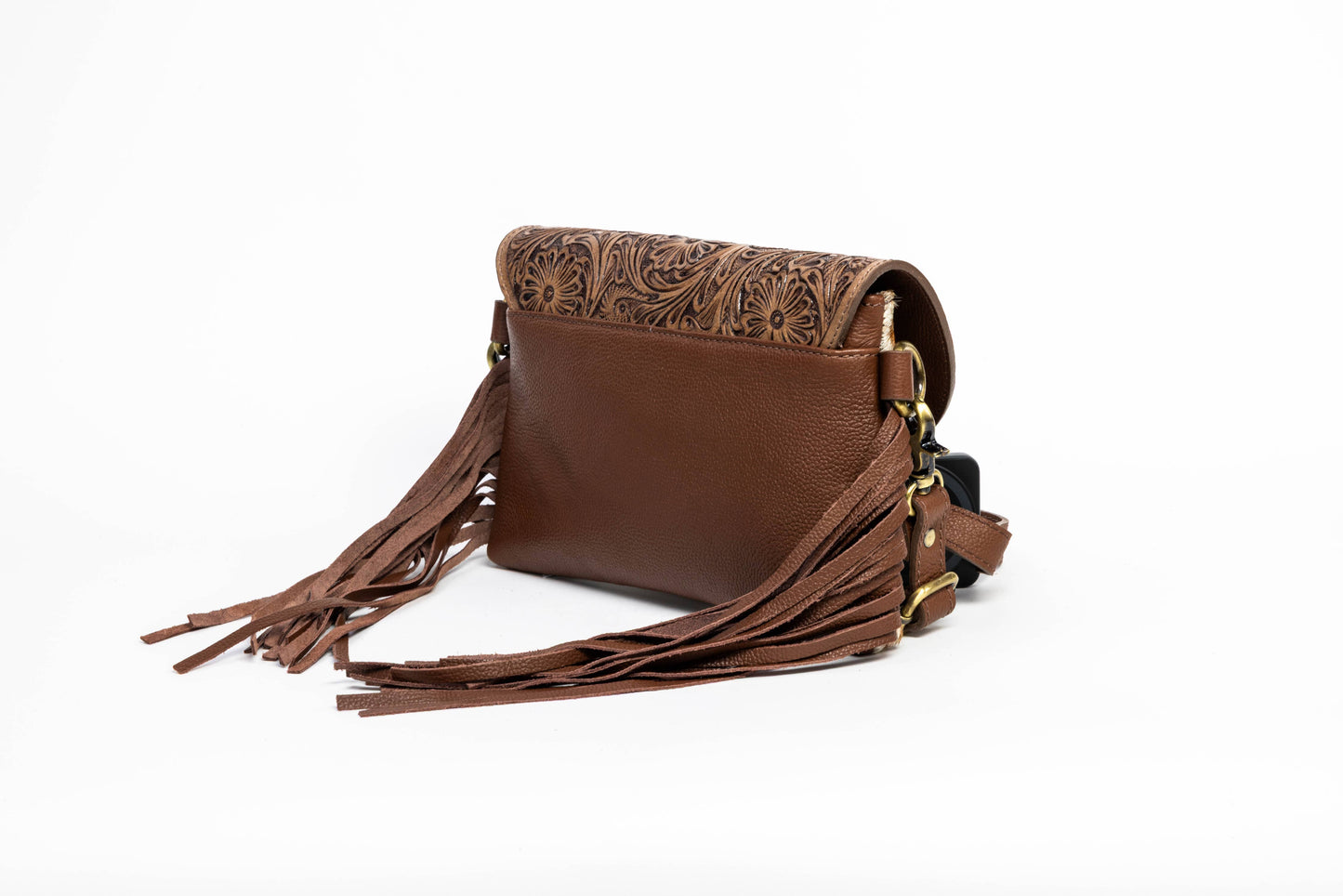 Leather Impressions Inc - Brown Western Shoulder Bag with Butterfly ABHB 18-25203