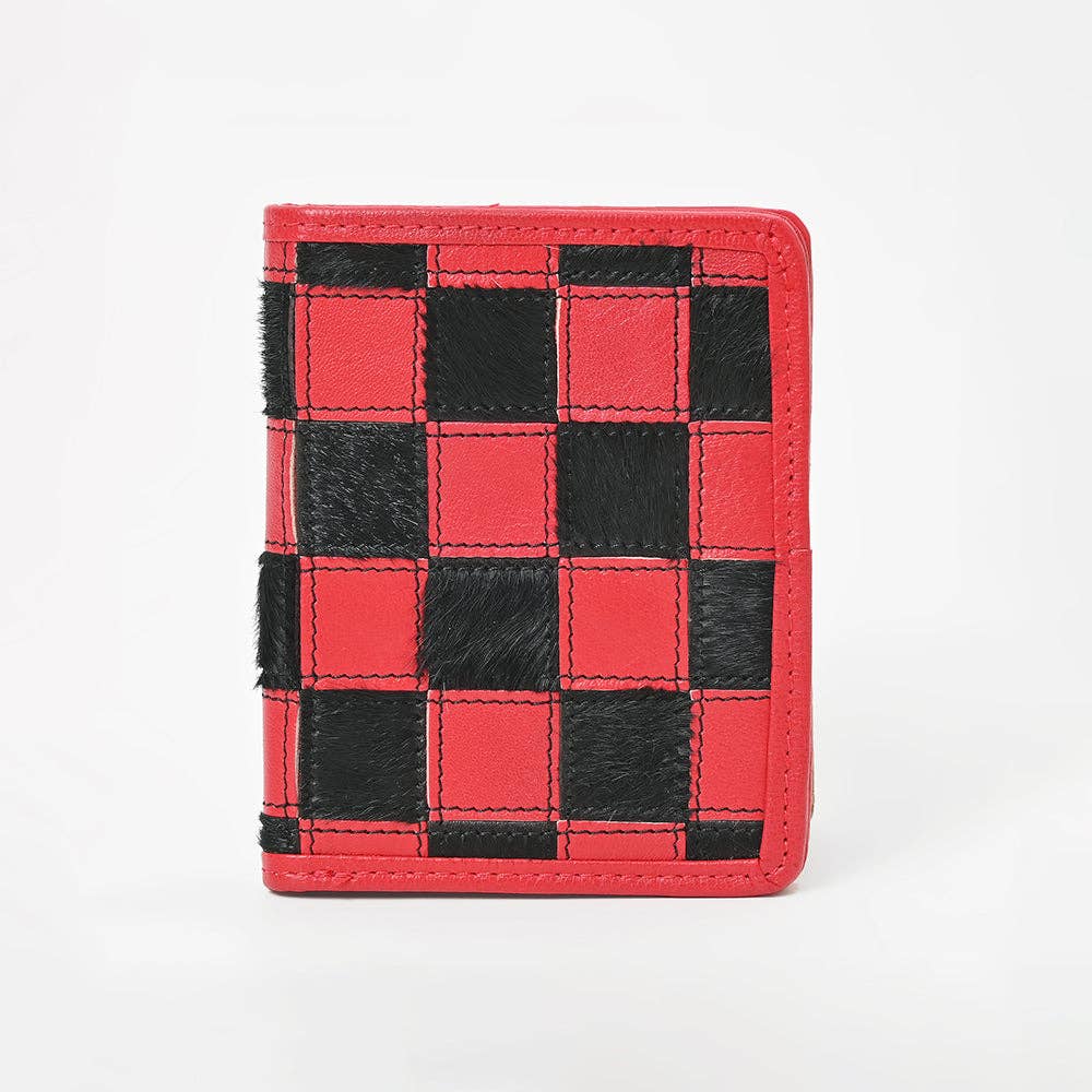 LS Western - ADBGM1095 American Darling Checkered Hair on Hide & Leather Bifold Wallet - ADBGM1095C