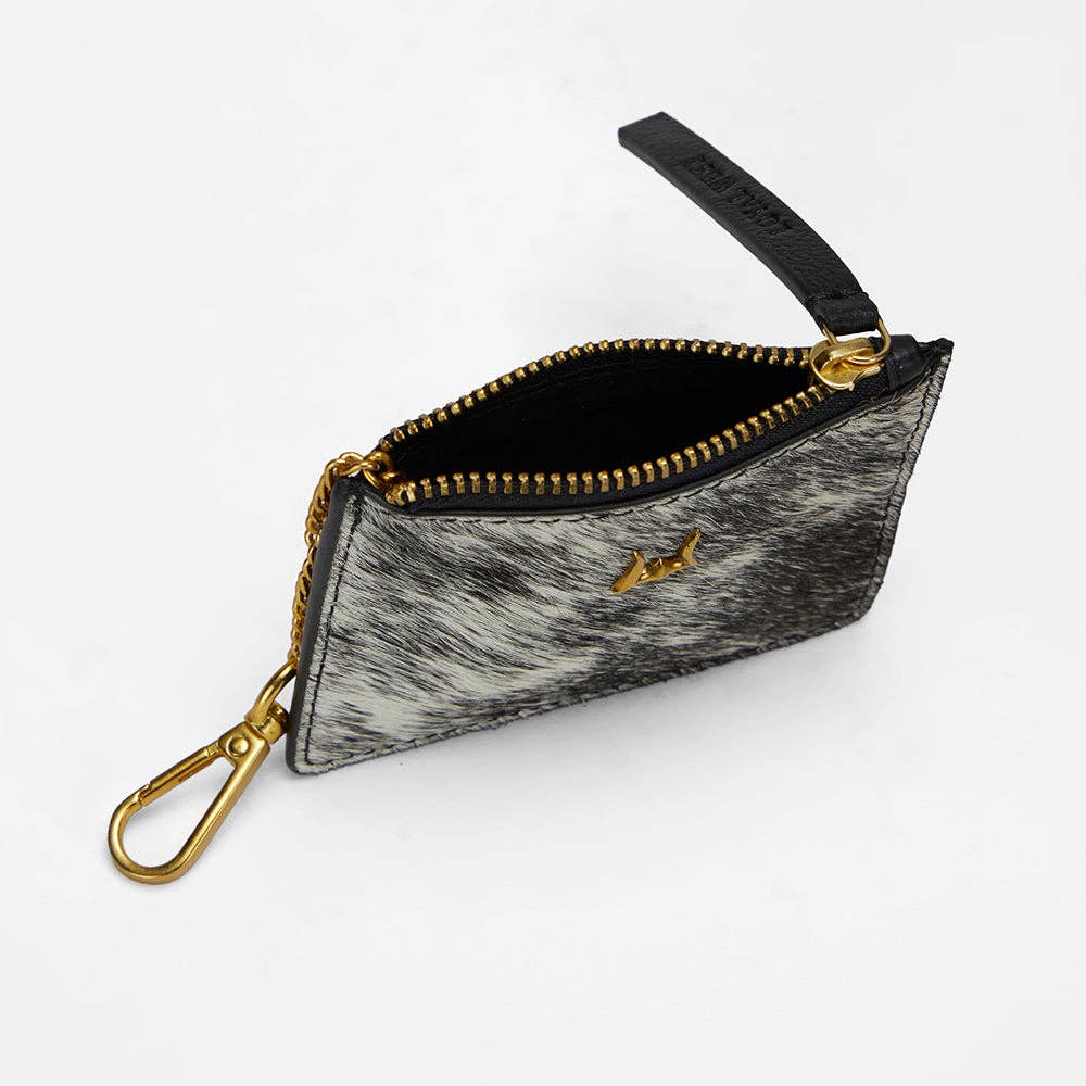 Myra Bag - Loyal West Sophia Credit Card Holder In Black & White Cowhide - Single