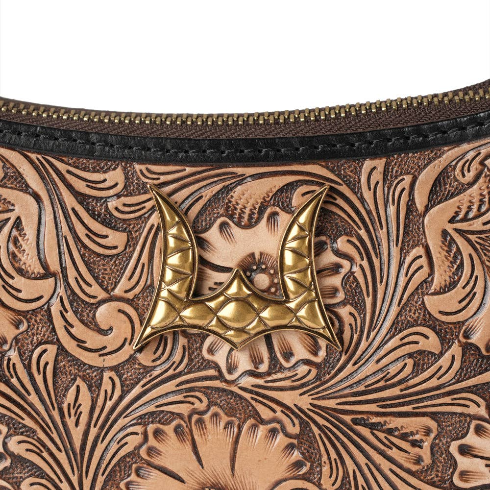 Myra Bag - Handtooled Dannia Medium Purse - Distressed Brown - Distressed Brown