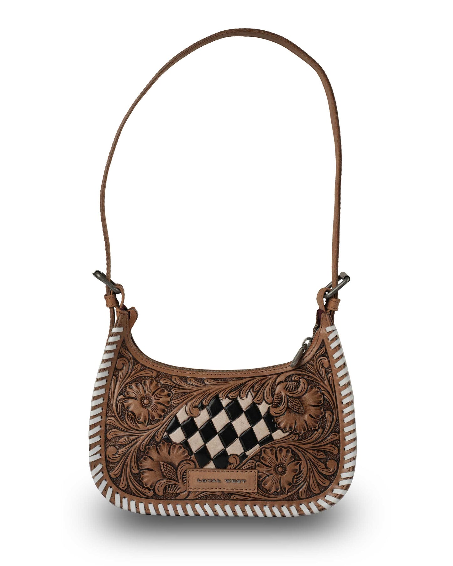Loyal West - HANDTOOLED DANNIA MEDIUM PURSE – CHECKERED EDITION