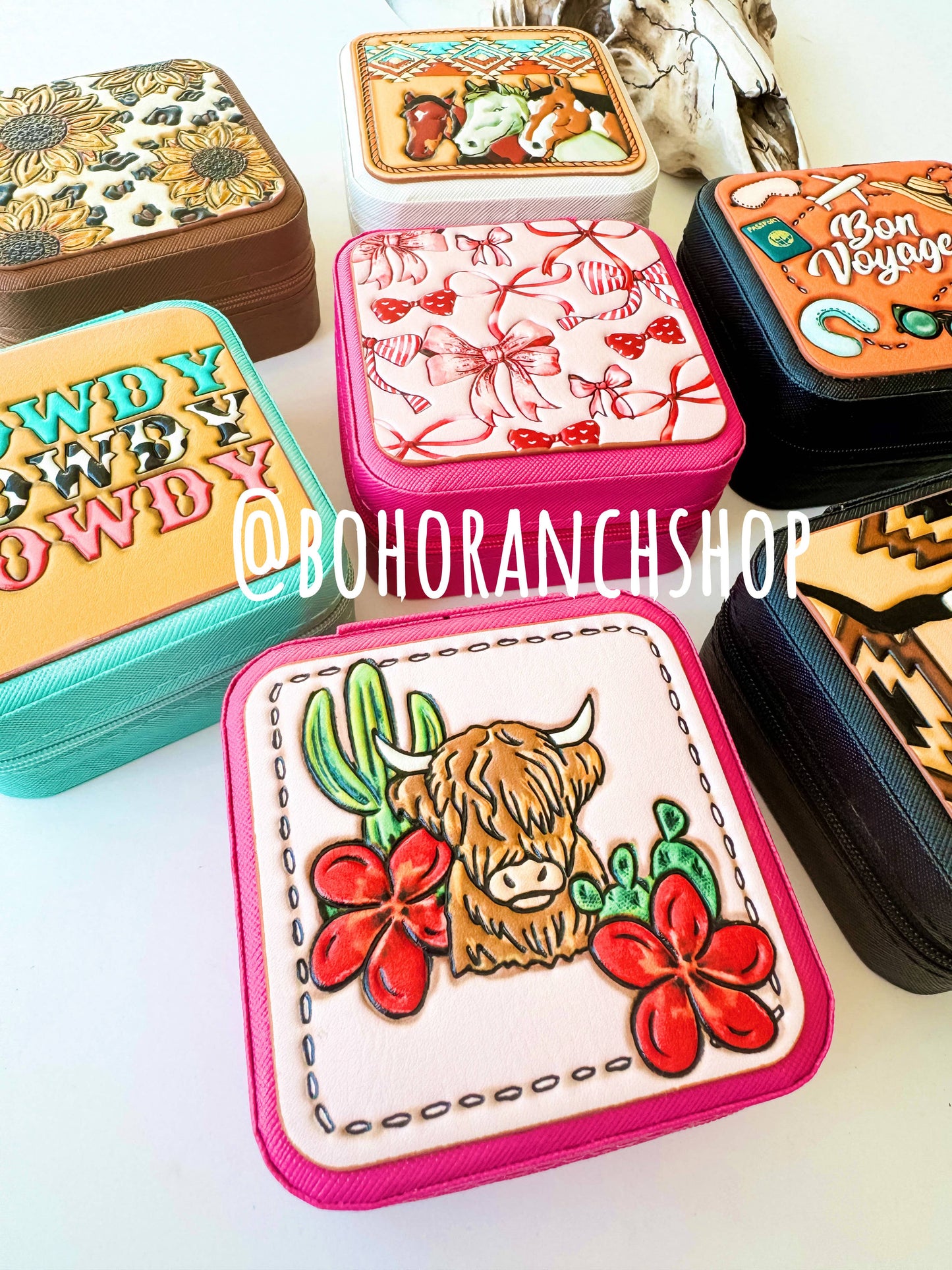 Boho Ranch Shop - Western Mini Jewelry Storage Travel Box - 2 - HORSES