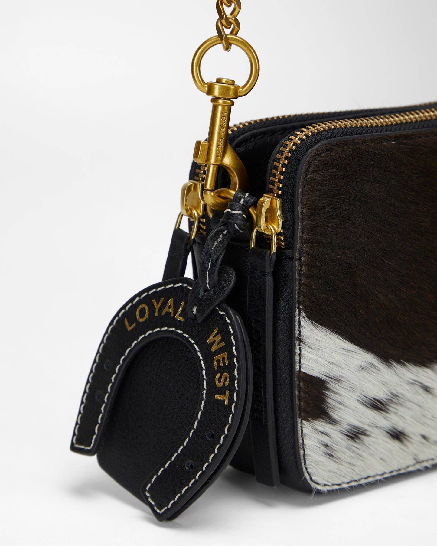 Loyal West - Shell Mini Purse In Black & White Cowhide