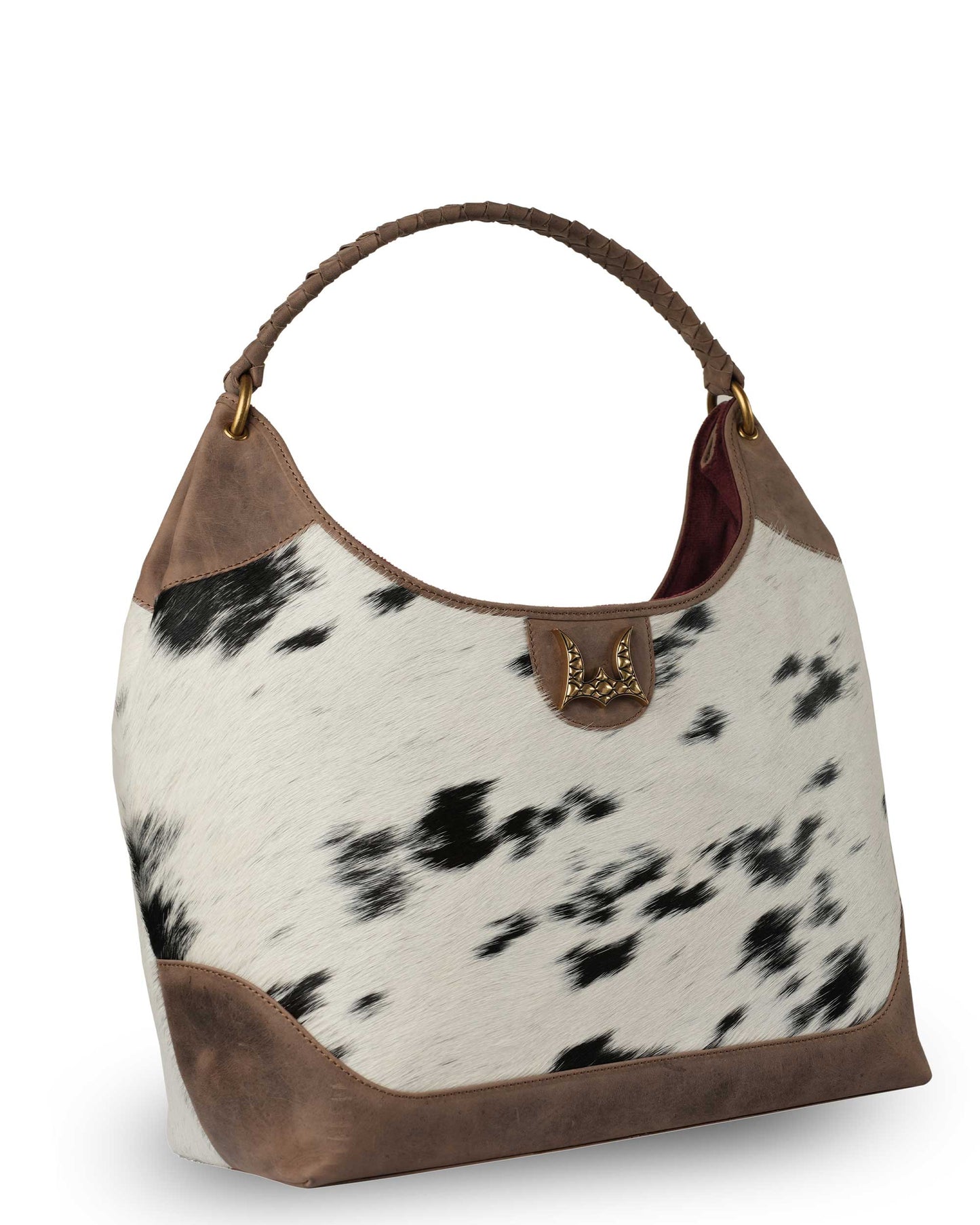 Loyal West - LW Large Purse - Black & White Cowhide with Oiled Brown Leather - NaN / Black & White Cowhide