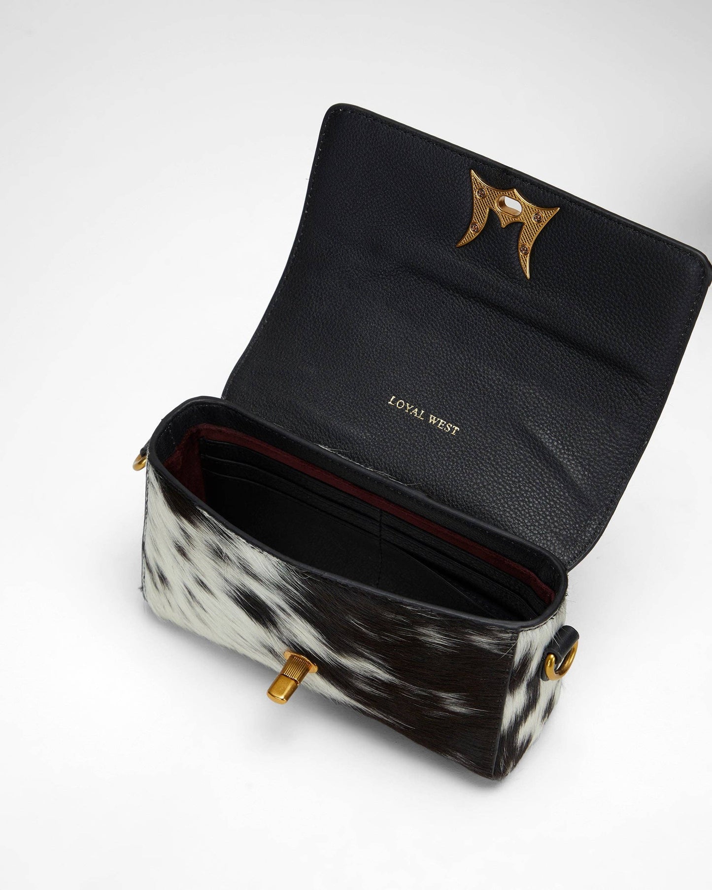 Loyal West - Savi Mini Bag In Black & White Cowhide