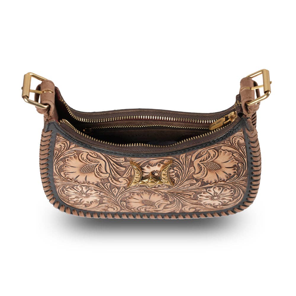 Myra Bag - Handtooled Dannia Medium Purse - Distressed Brown - Distressed Brown