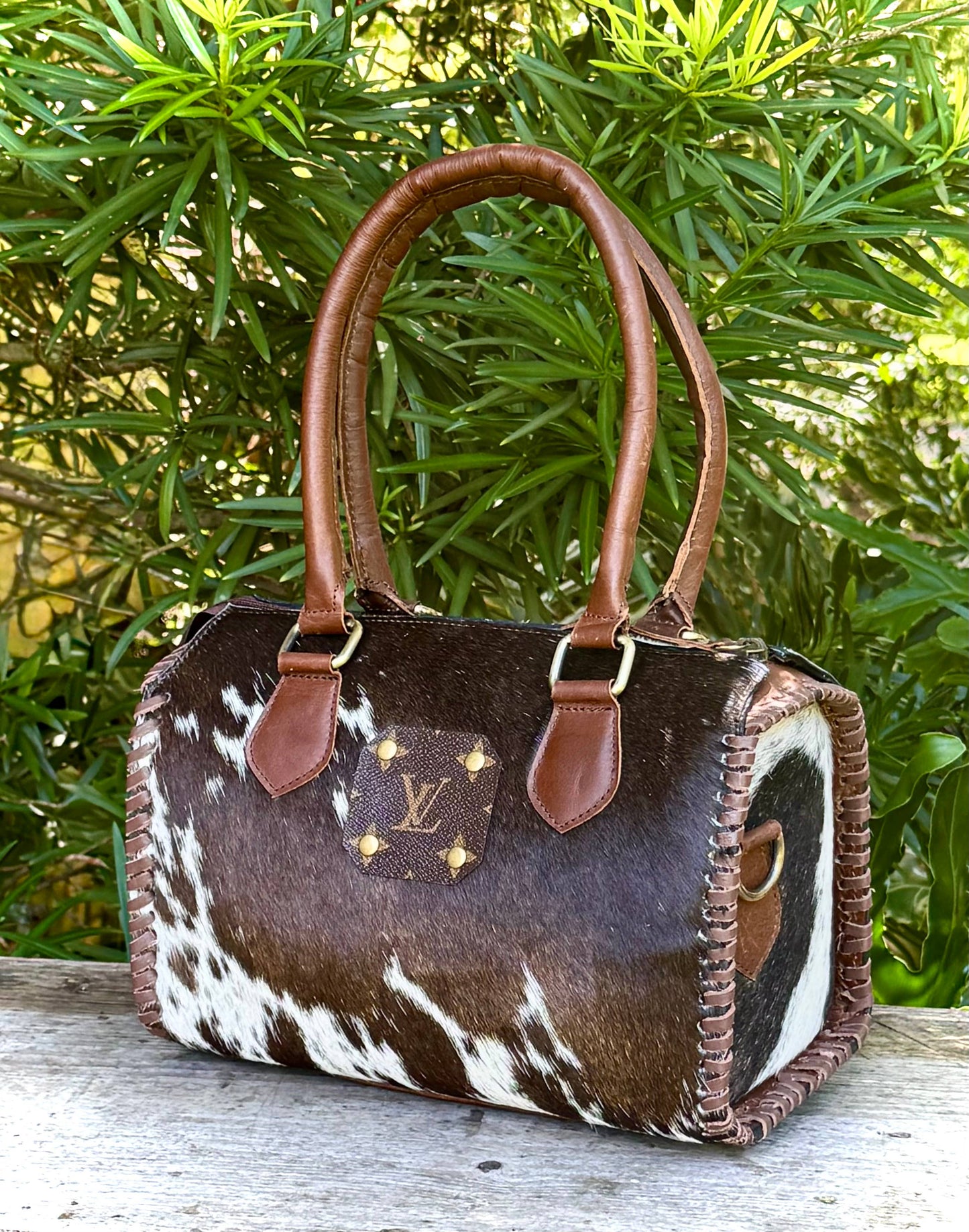 Southern Junkie Gypsy Boutique - Upcycled LV Cowhide Leather Speedy Bag Western Rodeo
