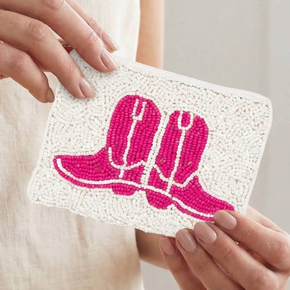 Pink Seed Beaded Coin Purse - MULTI