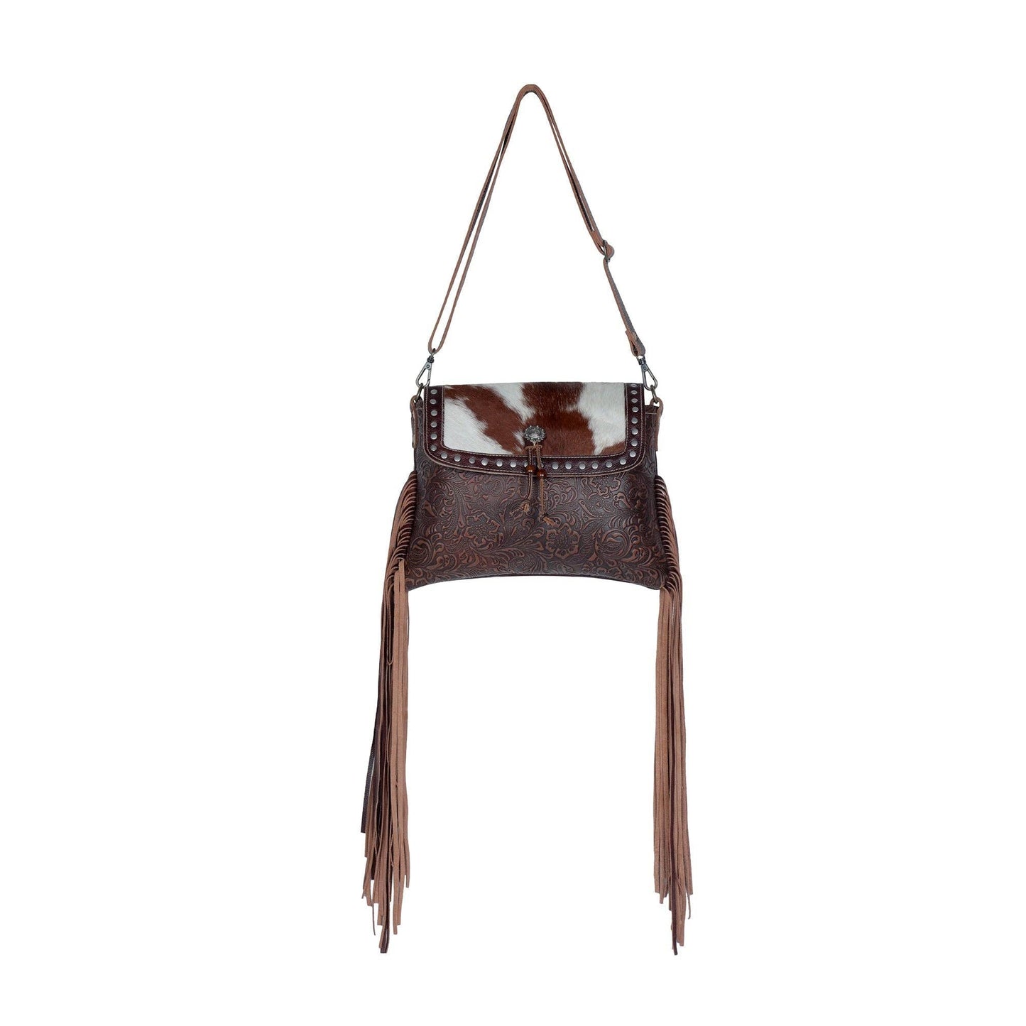 Myra Bag - Carved Blossoms  Leather & Hairon Bag