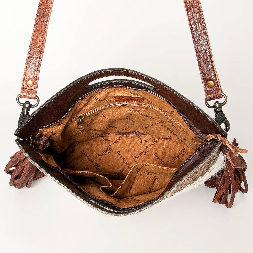LS Western - LC-ADBGS146 Western Crossbody Bag - Tooled Leather & Hair-On Hide - ADBGS146AR