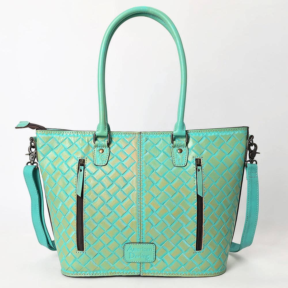 LS Western - ADBG1519 American Darling Western Genuine Leather Tote Bag with Hand-Tooled Detailing | Premium Everyday Carry - ADBG1519B