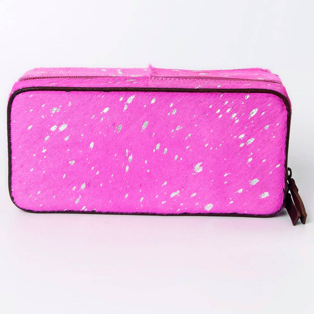 LS Western - ADBGA318 American Darling Pink Paint Splatter Hair-On Cowhide Jewelry case - ADBGA318D