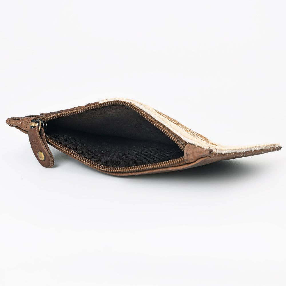Cowhide Leather Card Holder - Engraved Western Leather Slim Wallet