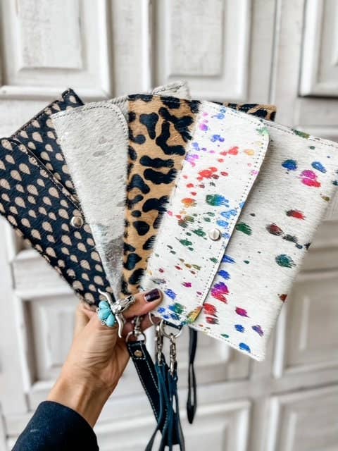Boho Ranch Shop - Cowhide Wristlet Wallet Western Genuine HairOn Cowhide Bag - ZEBRA