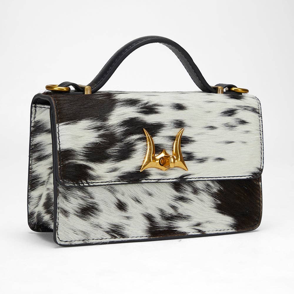 Myra Bag - Loyal West Valencia Leather Bag - Black & White Cowhide - Single