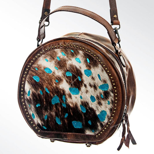 American Darling Handcrafted Hair-On Cowhide Western Leather Canteen Bag - ADBG691