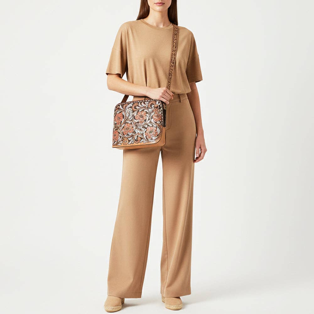 American Darling Hand Tooled Crossbody Bag | Sunflower Western Purse - ADBG1719A