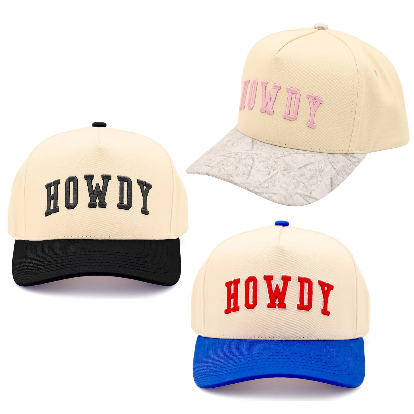 Hana - C.C HOWDY Letter Embroidered Two Tone Trucker Cap - White Camo