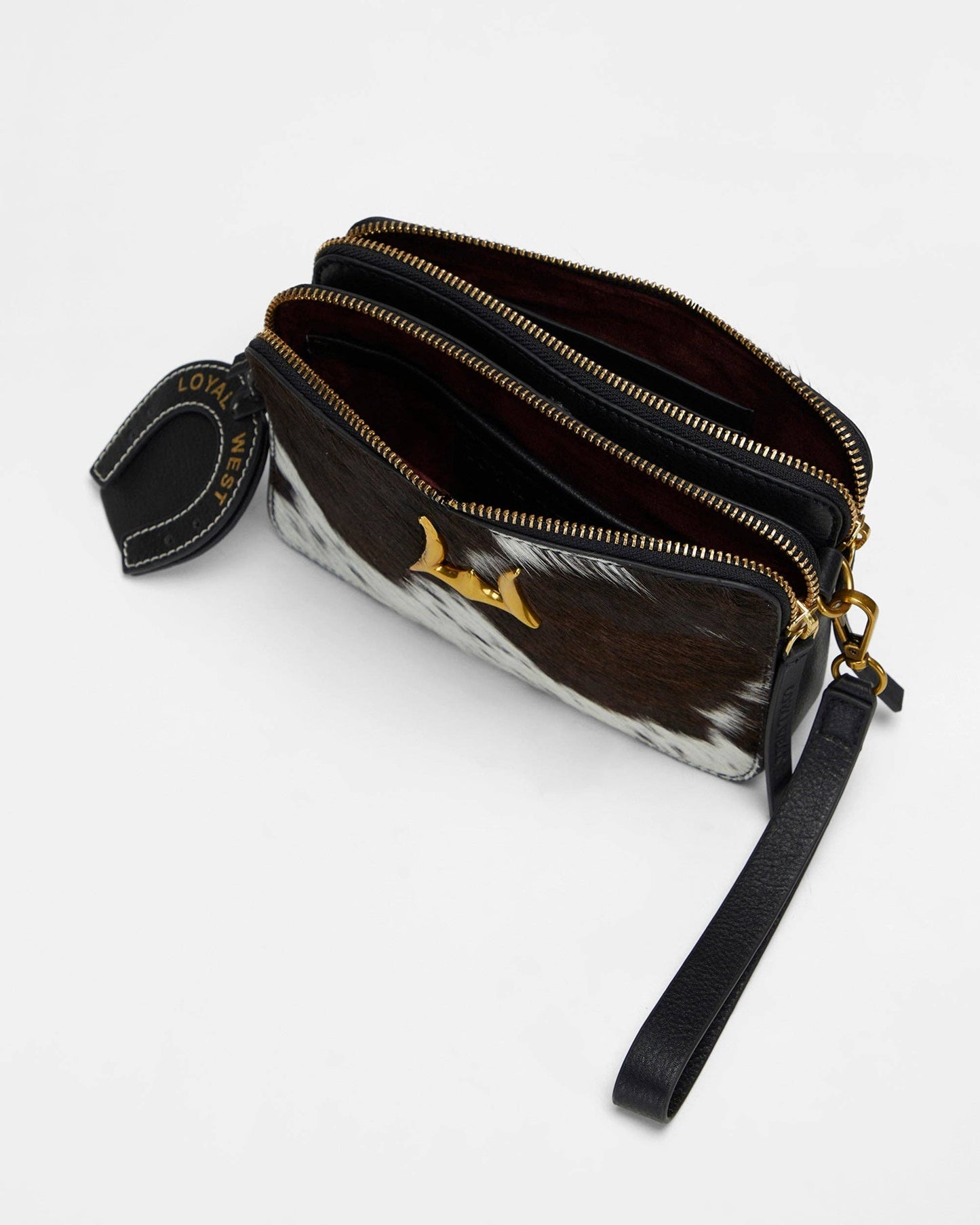 Loyal West - Shell Mini Purse In Black & White Cowhide